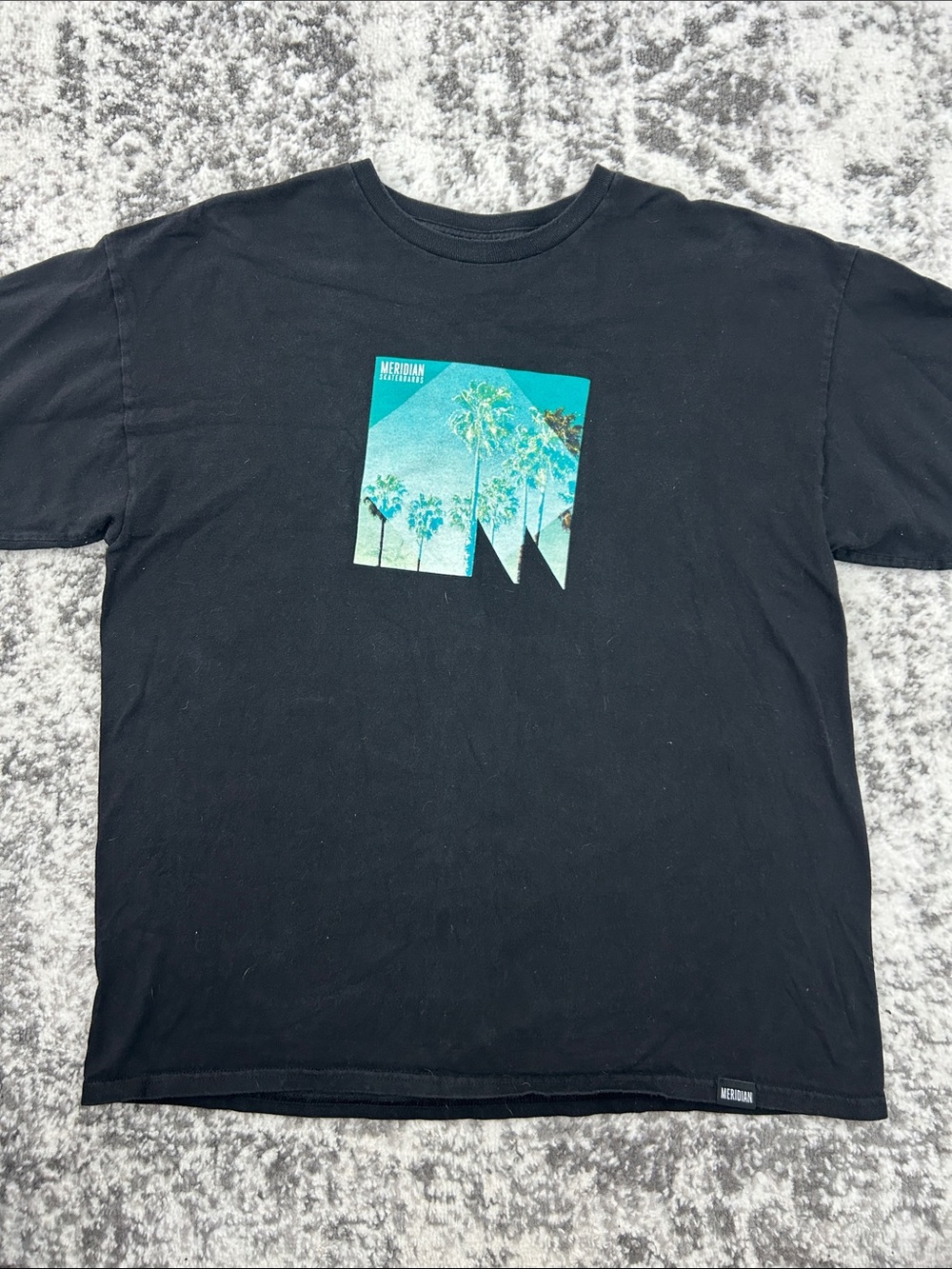 Essentials Black Graphic Palm Crewneck Tee